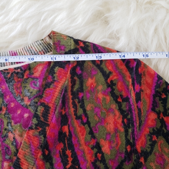EUC Talbots Cardigan Knit Lightweight Merino Wool Paisley Printed Size S - Picture 9 of 10